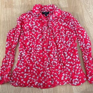 Banana Republic Red Floral Blouse